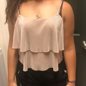 Tan ruffle top